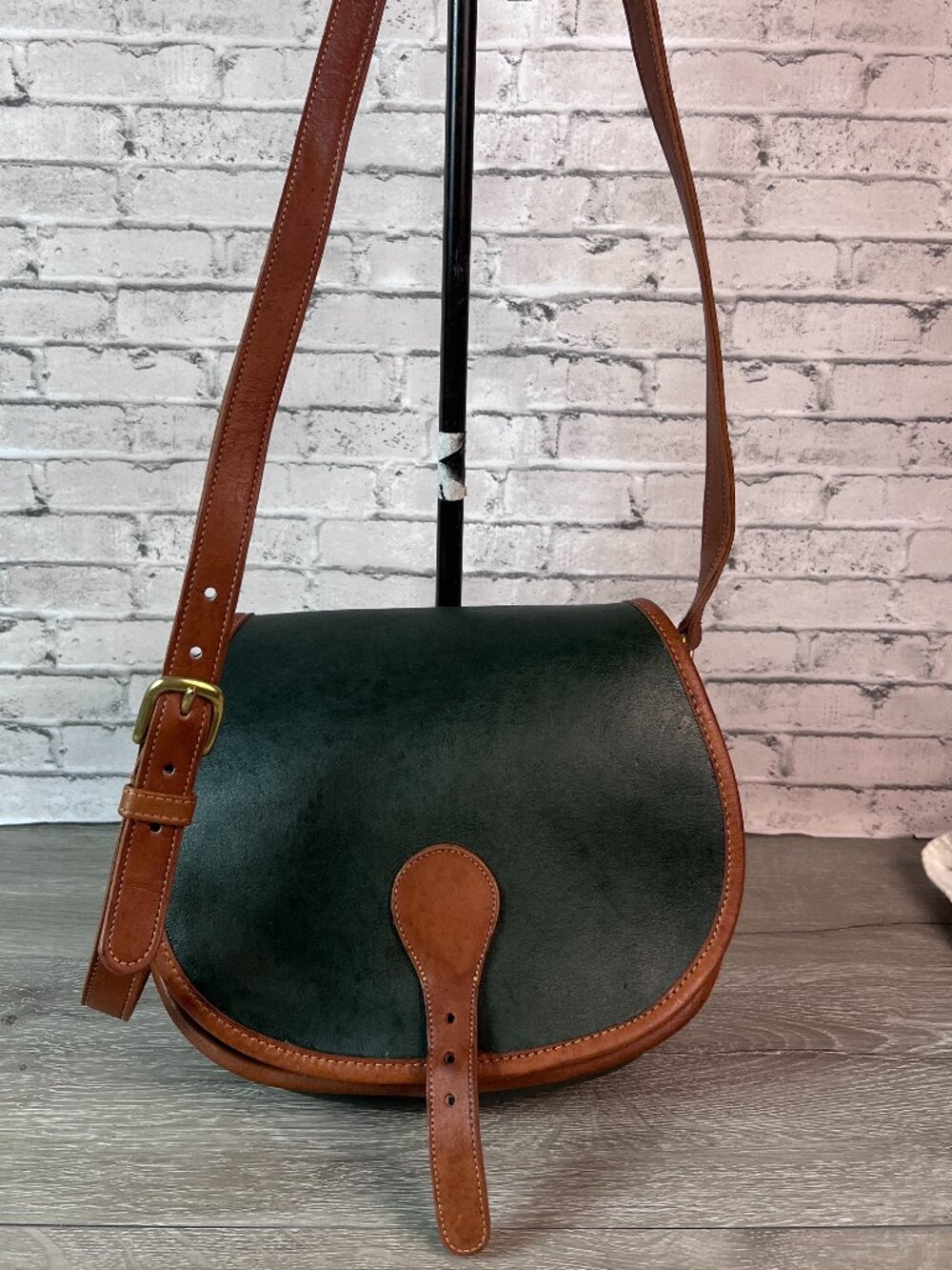 Project Forest Green Coach 6750 Spectator Saddle Buckle Bag  Tan Leather